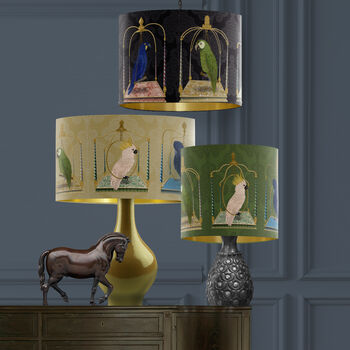 Parrot Swings Lampshade, On Gold, 7 of 11