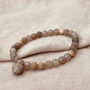 Labradorite Micro Pavé Cz Charm Bracelet, 3 of 7