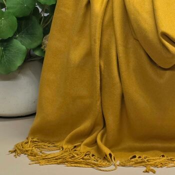 Super Soft Plain Pashmina Style Scarf In Mustard, 3 of 3