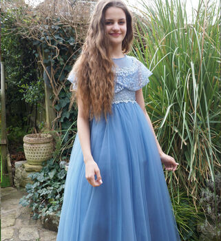 Grace ~ Blue Flower Girl Or Party Dress, 2 of 3