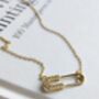 Dainty 14 K Gold Safety Pin Necklace, thumbnail 5 of 6