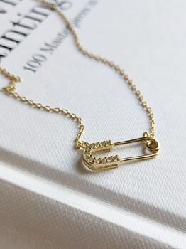 Dainty 14 K Gold Safety Pin Necklace, 5 of 6