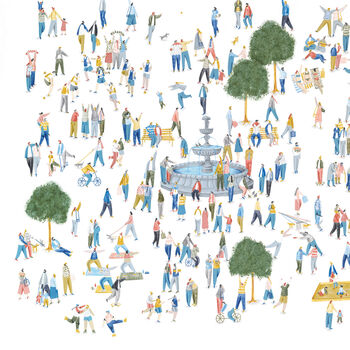 Large Detailed Illustrated Crowd Print, 6 of 7