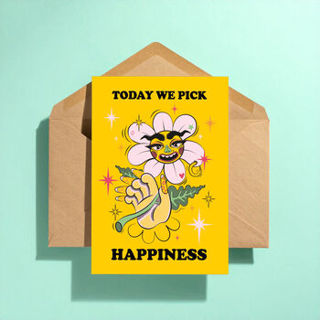 Today We Pick Happiness Greeting Card, 3 of 3