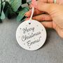 Personalised Merry Christmas Ceramic Decoration With Hearts, thumbnail 1 of 2