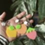 Fruit Keyring With Lemon, Strawberry Or Peach Charm, thumbnail 3 of 9