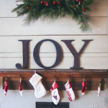 Joy Christmas Decoration For The Fireplace Or Mantle, 3 of 5