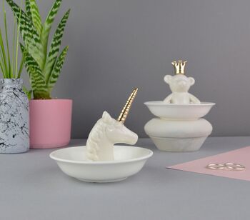 Personalised Unicorn Ring Stand And Dish, 2 of 4