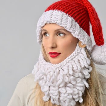 Christmas Knitting Kit Santa's Hat And Beard, 4 of 5