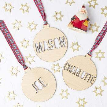 Personalised Name Cut Out Wooden Christmas Decoration, 4 of 6