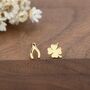 Mismatched Wishbone And Clover Leaf Stud Earrings In Sterling Silver, thumbnail 5 of 12
