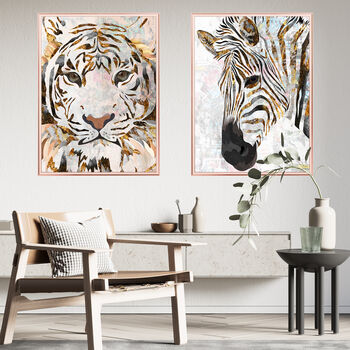 Textured Grunge Tiger Gold White Art Print, 5 of 6