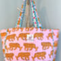 Handmade Pink Tiger Quilted Tote Bag, thumbnail 4 of 6