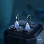 Sterling Silver Enamel Bluebell Flower Drop Hook Earrings, thumbnail 3 of 10