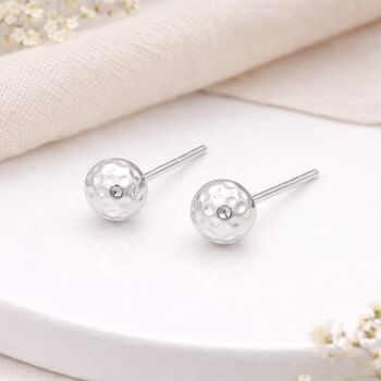Sterling Silver Hammered Ball Stud Earrings – 6mm, 8 of 9