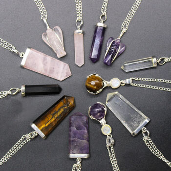 Gemstone Flat Pencil Pendant Black Agate, 4 of 8