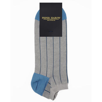 Pin Stripe Grey And Classic Blue Men's Trainer Socks, 9 of 12