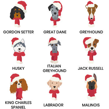 Personalised Dog Breed Christmas Stocking In Red, 7 of 11