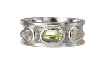 Sterling Silver Mixed Gemstone Drum Ring, 5 of 9