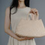Hand Weaving Leather Bag Tote, thumbnail 2 of 12