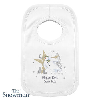 Personalised The Snowman Baby Bib – Perfect First Christmas Gift, 3 of 3