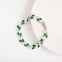 Crystal And Green Colour Leaf Design Tennis Bracelet, thumbnail 4 of 4