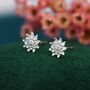 Chrysanthemum Flower Stud Earrings In Sterling Silver, thumbnail 1 of 12