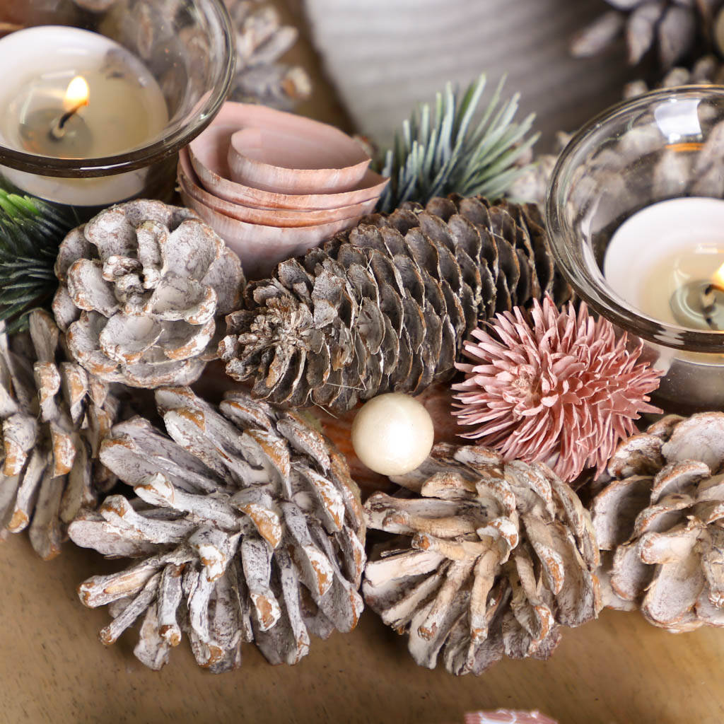 Pink Christmas Candle Holder Table Centrepiece By Dibor