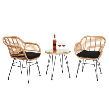 Three Piece Wicker Rattan Outdoor Patio Set, 2 of 12