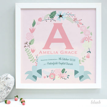 Personalised New Baby Framed Initial Print, 3 of 9