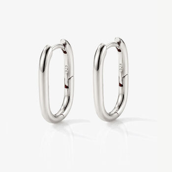 Women's Lightweight Small Oval Hoop Earrings In Sterling Silver, 3 of 3