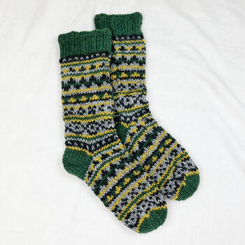 Fair Trade Fair Isle Wool Unisex Slipper Socks, 7 of 12