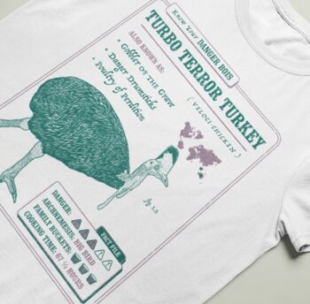 Funny Cassowary T Shirt 'Know your Turbo Terror Turkey', 4 of 4