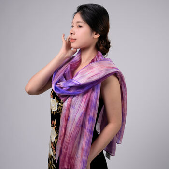 100% Mulberry Silk Scarf, Lilac And Purple In Gift Box, 11 of 11