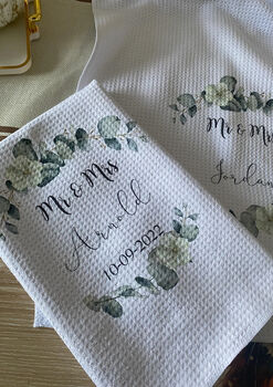 Personalised Couples Wedding Anniversary Tea Towel, 3 of 4