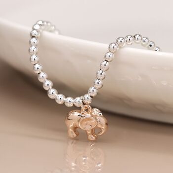Rose Gold Plated Elephant On Ball Bead Bracelet, 2 of 3