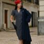 Mabel Dress In Navy Polka Vintage 1940s Style, thumbnail 2 of 2