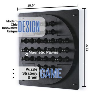 Metal Black Wall Peg Solitaire Board Game, 3 of 8