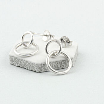 Sterling Silver Mother And Daughter Circle Earrings, 6 of 8