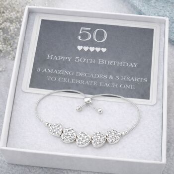 50th Birthday Drawstring Heart Bracelet, 3 of 6