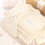 Unisex Baby Pebble Cardigan, Babygrow, Hat And Blanket Set, thumbnail 1 of 12