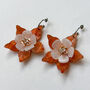 Orange Columbine Flower Statement Dangle Earrings, thumbnail 2 of 5