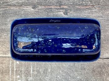 Dark Blue Ceramic Butter Dish, 4 of 4