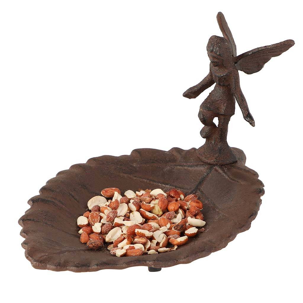 garden fairy cast iron leaf bird feeder by dibor