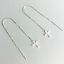 Sterling Silver Gothic Cross Threader Earrings, thumbnail 1 of 6