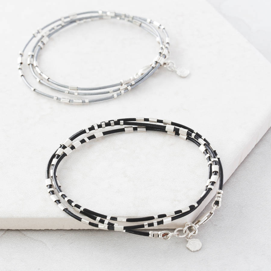 Personalised Ladies Morse Code Leather Wrap Bracelet, 1 of 12