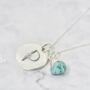 Turquoise Floral Initial December Birthstone Necklace, thumbnail 1 of 4