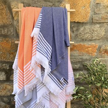 Leros Striped Peshtemal Towel Orange, 10 of 11