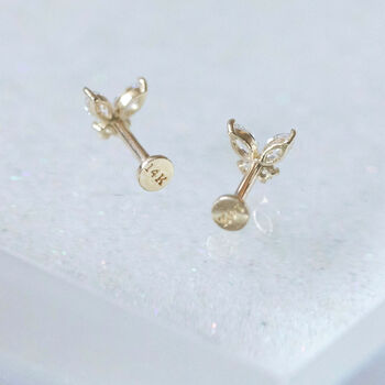 14 Carat Gold Butterfly Labret Earring, 2 of 5
