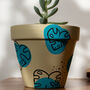Hand Painted Cream And Turquoise Plant Pot, thumbnail 2 of 4